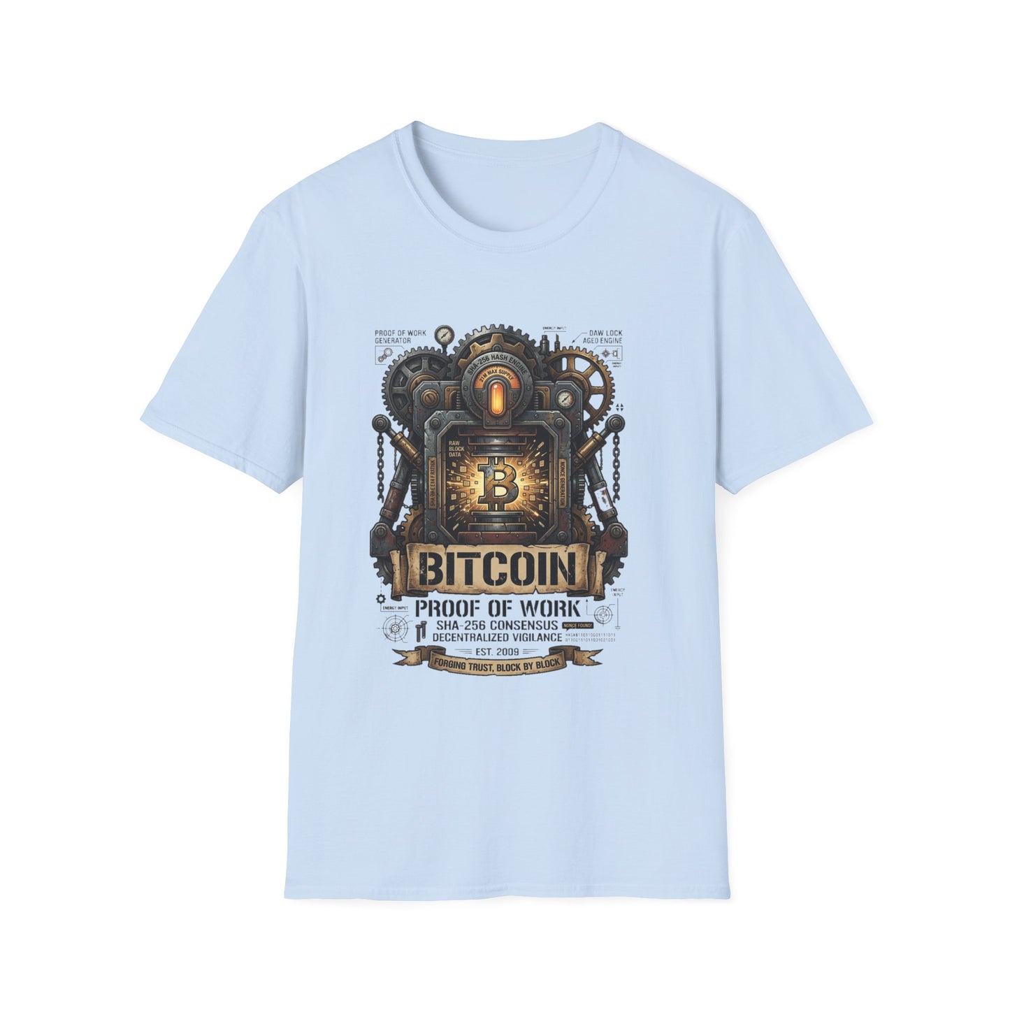 Bitcoin Proof of Work T-Shirt — Steampunk Crypto Miner Tee