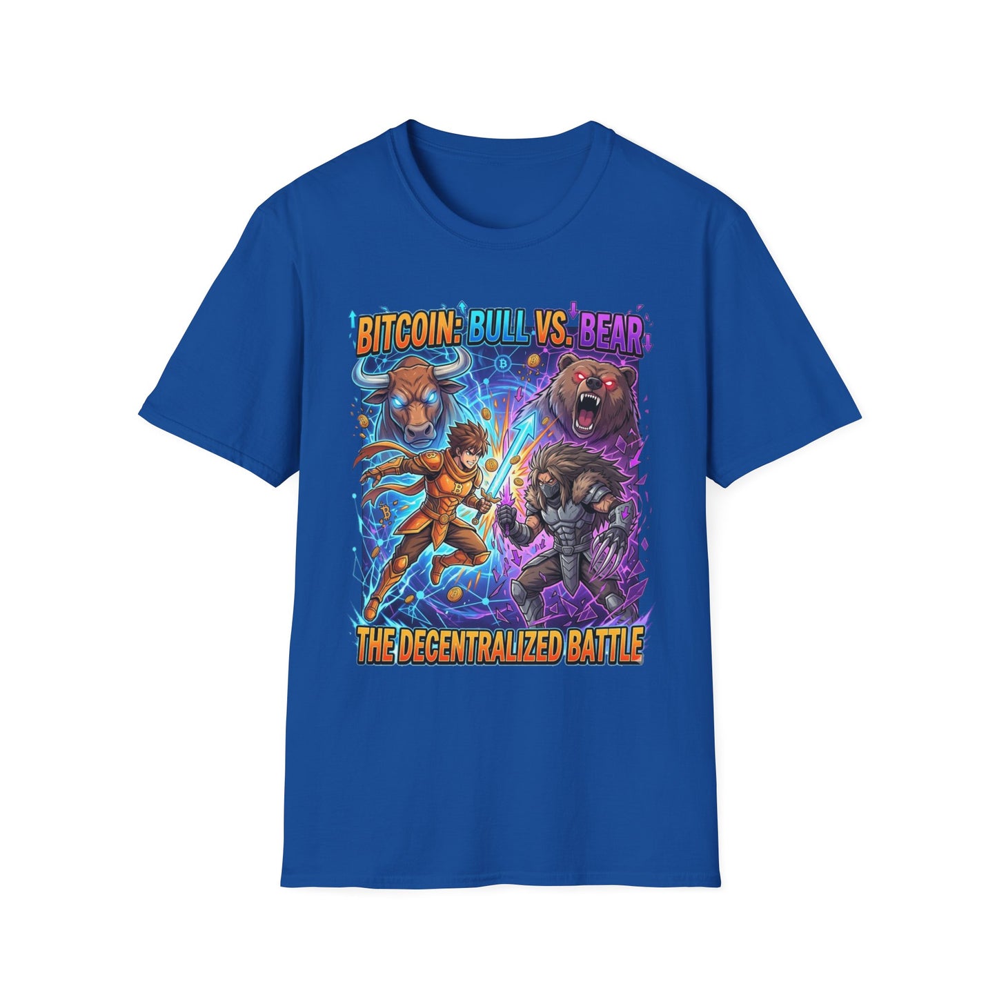Bitcoin Bull vs Bear T-Shirt - 'The Decentralized Battle' Crypto Graphic Tee