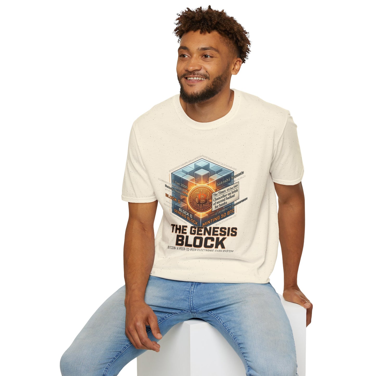 T-Shirt — The Genesis Block Bitcoin Graphic Tee (Cryptocurrency Miner Design)