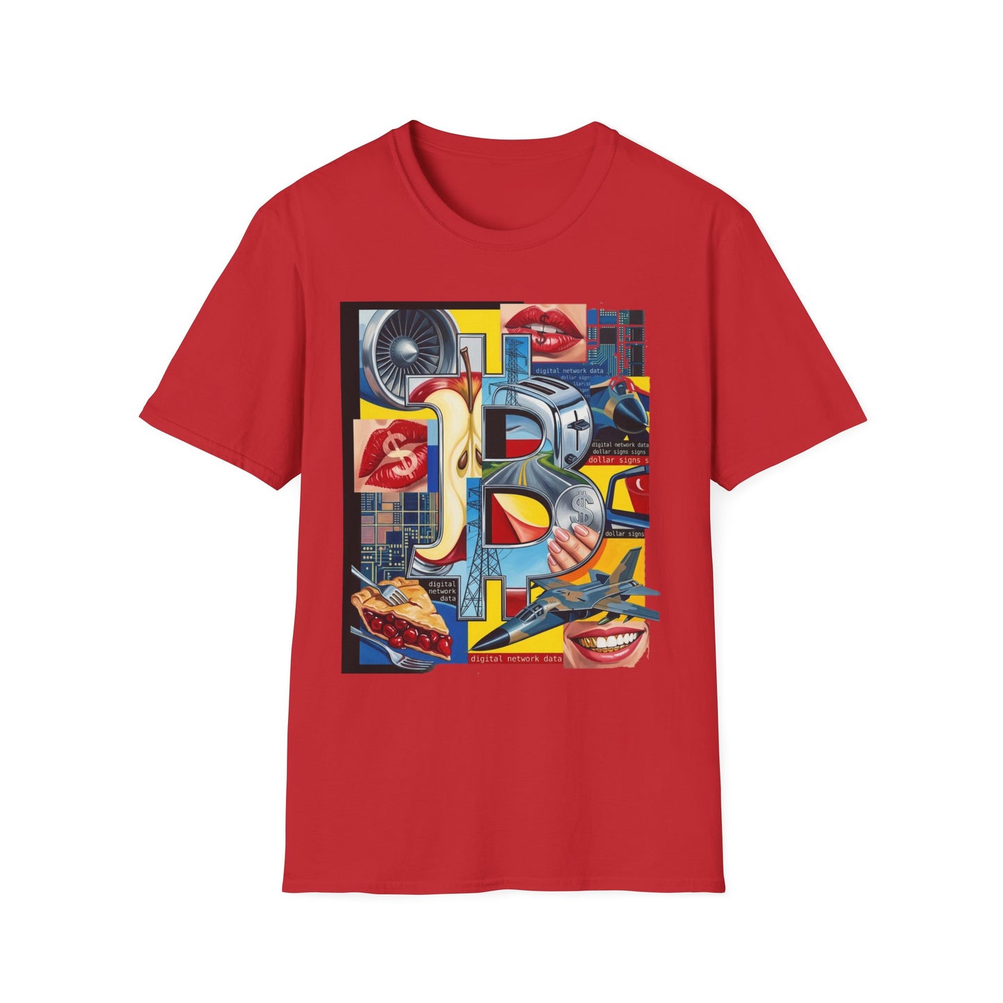 Retro Pop Art 'Ride' Graphic T-Shirt — Vintage Collage Motorcycle & Lips Design