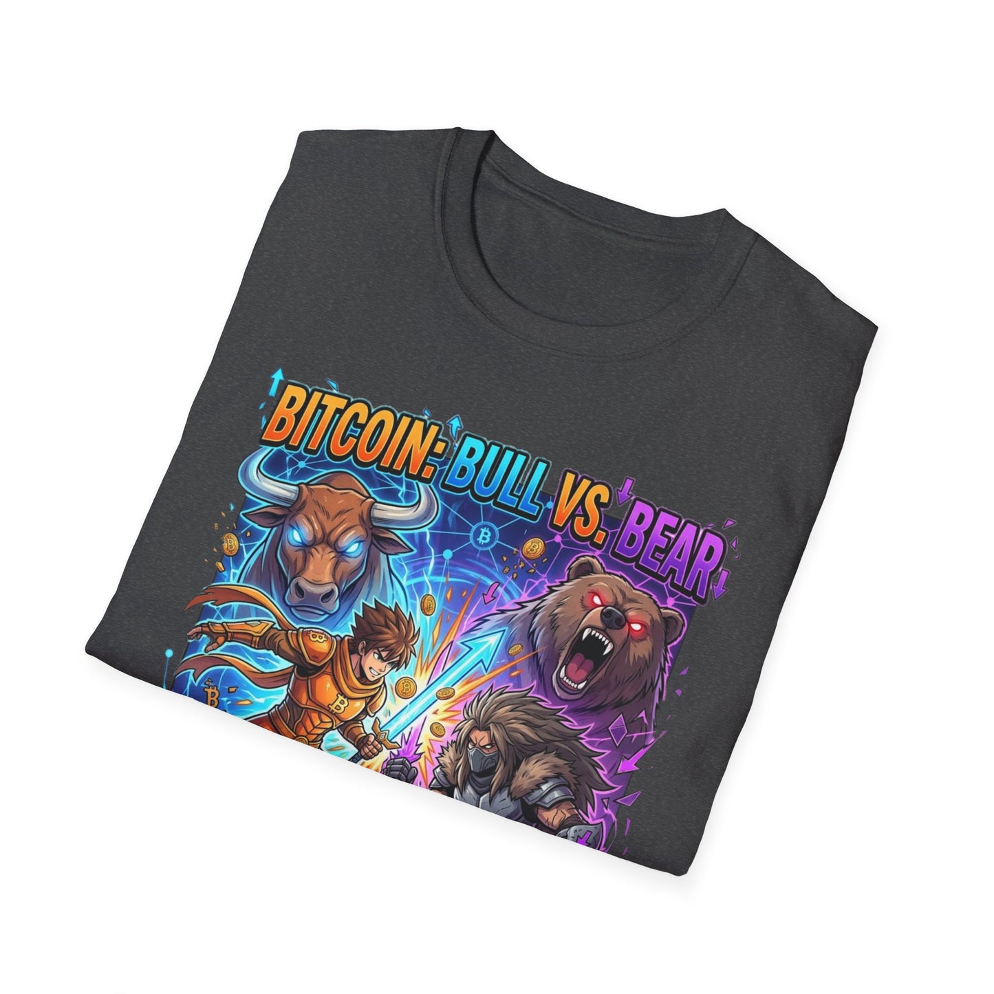 Bitcoin Bull vs Bear T-Shirt - 'The Decentralized Battle' Crypto Graphic Tee