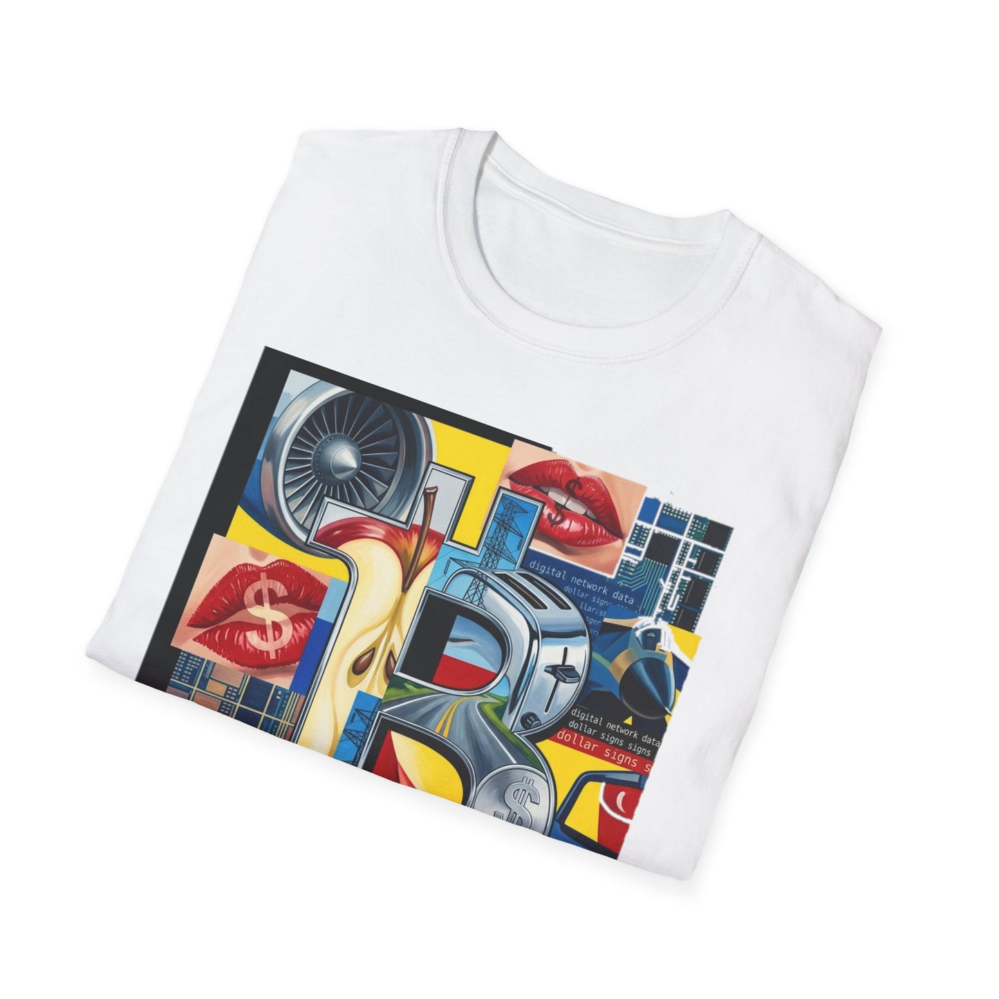 Retro Pop Art 'Ride' Graphic T-Shirt — Vintage Collage Motorcycle & Lips Design