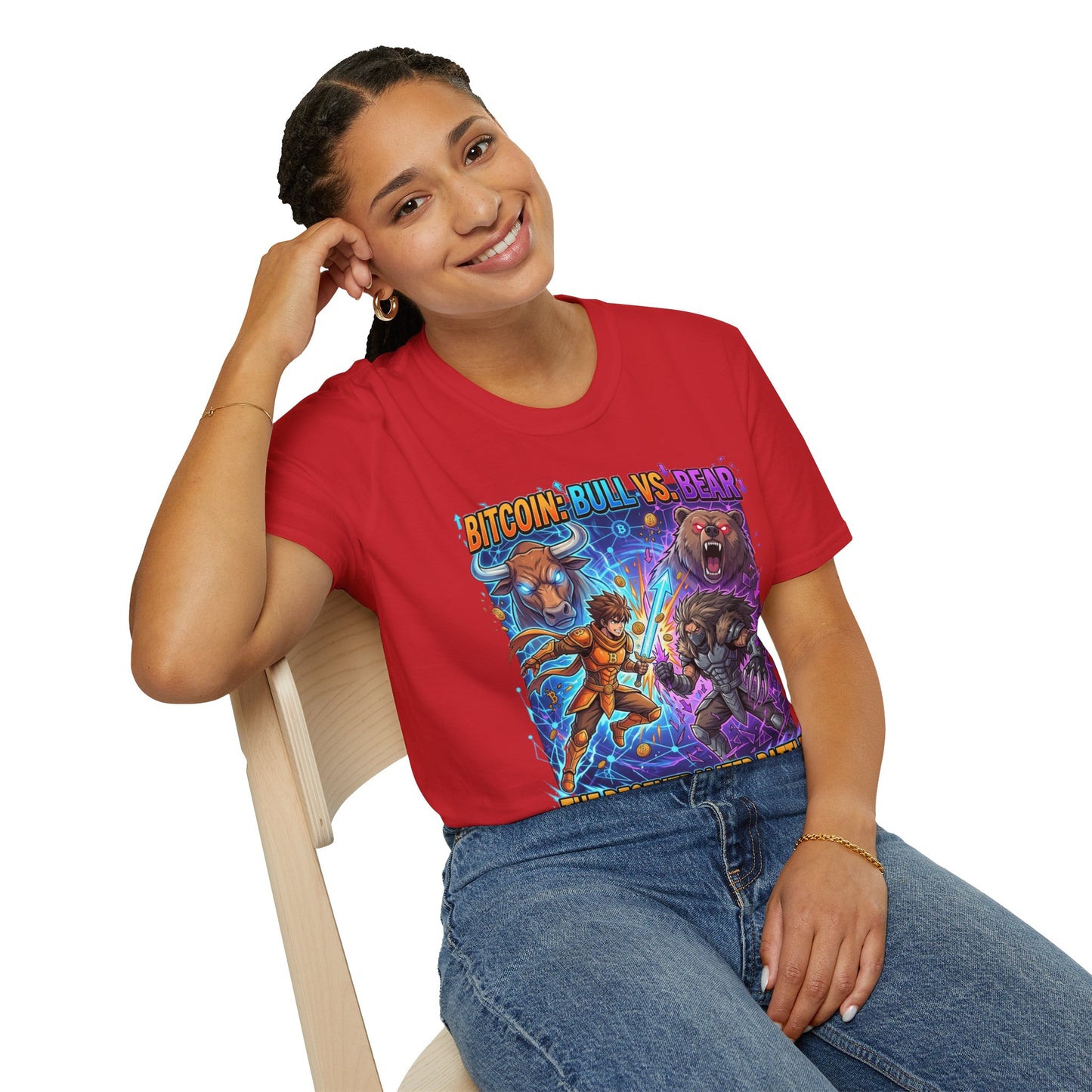 Bitcoin Bull vs Bear T-Shirt - 'The Decentralized Battle' Crypto Graphic Tee