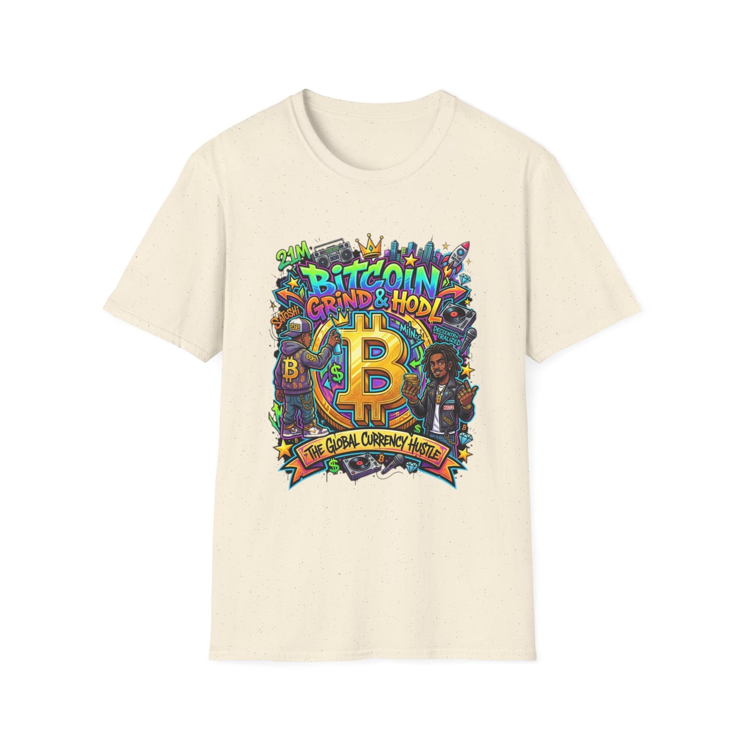 Bitcoin Grind & HODL T-Shirt — Crypto Currency Street Art Tee