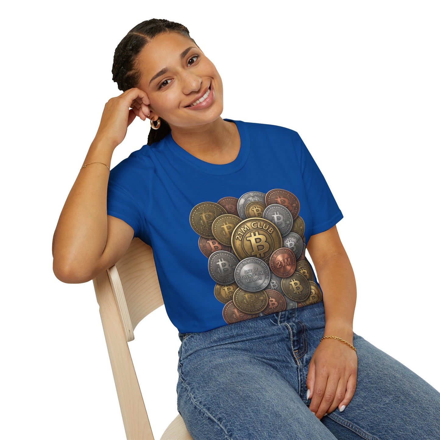 21M Club Coins Stack T-Shirt — Bitcoin & Altcoin Vintage Coins Tee