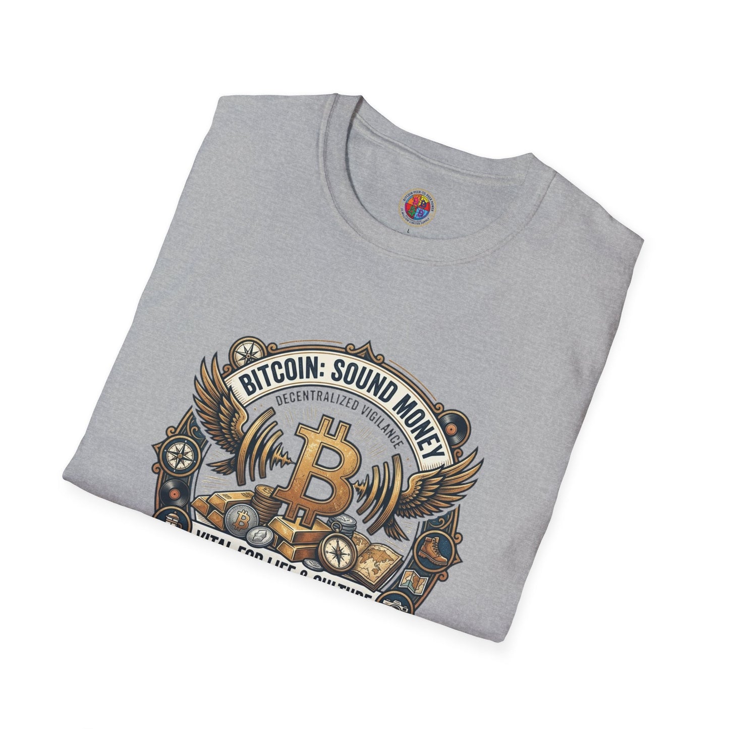 Bitcoin Emblem T-Shirt — "Bitcoin: Sound Money" Vintage Crypto Crest Tee