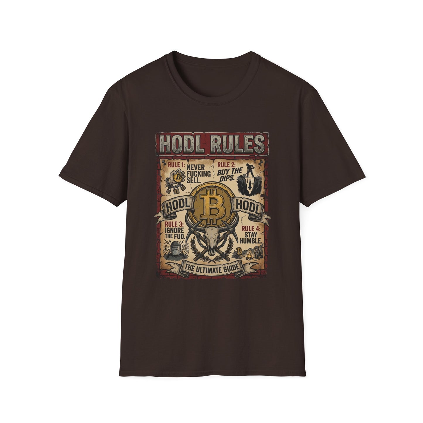 HODL Rules Bitcoin T-Shirt — Crypto Hodler Poster Graphic Tee