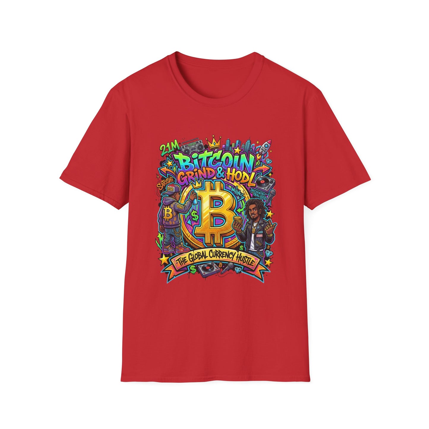 Bitcoin Grind & HODL T-Shirt — Crypto Currency Street Art Tee
