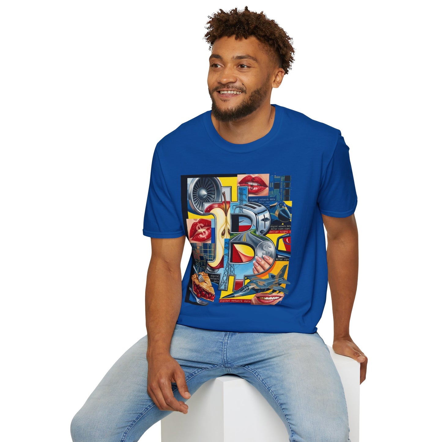 Retro Pop Art 'Ride' Graphic T-Shirt — Vintage Collage Motorcycle & Lips Design