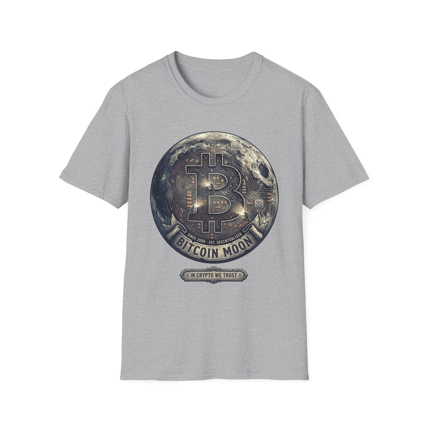 Bitcoin Moon Graphic T-Shirt — “In Crypto We Trust” Crypto Enthusiast Tee