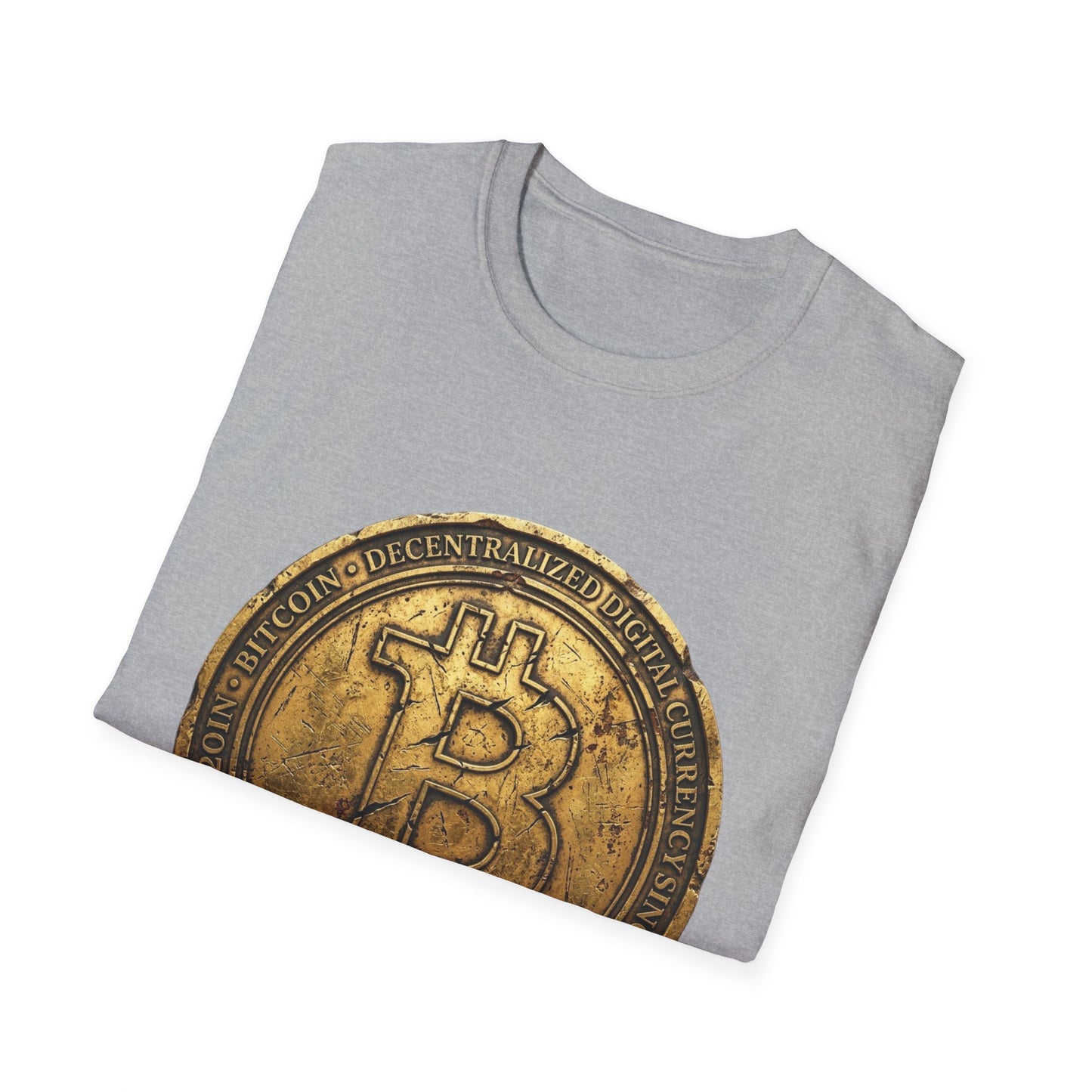 Bitcoin Coin Graphic T-Shirt — Vintage Gold Crypto Tee for Bitcoin Fans