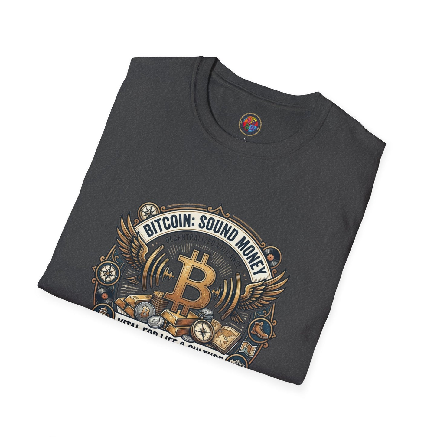 Bitcoin Emblem T-Shirt — "Bitcoin: Sound Money" Vintage Crypto Crest Tee