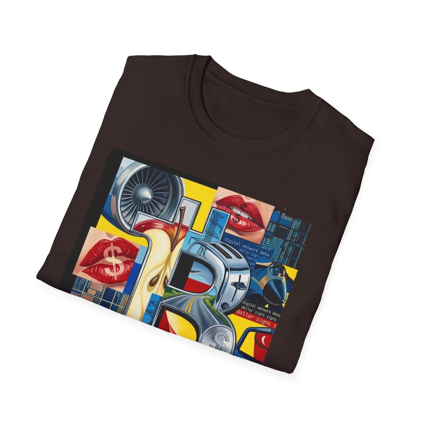 Retro Pop Art 'Ride' Graphic T-Shirt — Vintage Collage Motorcycle & Lips Design