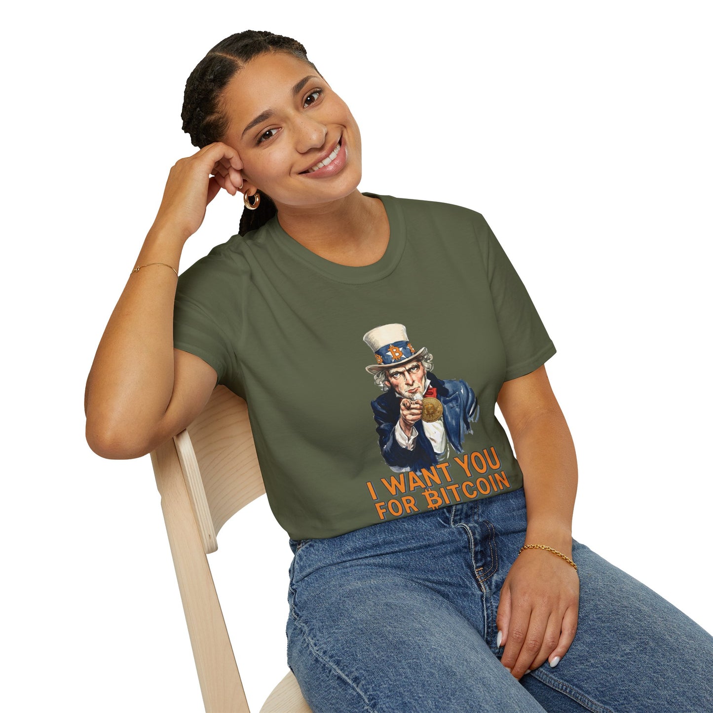 Bitcoin Uncle Sam T-Shirt — "I Want You for Bitcoin" Patriotic Crypto Tee