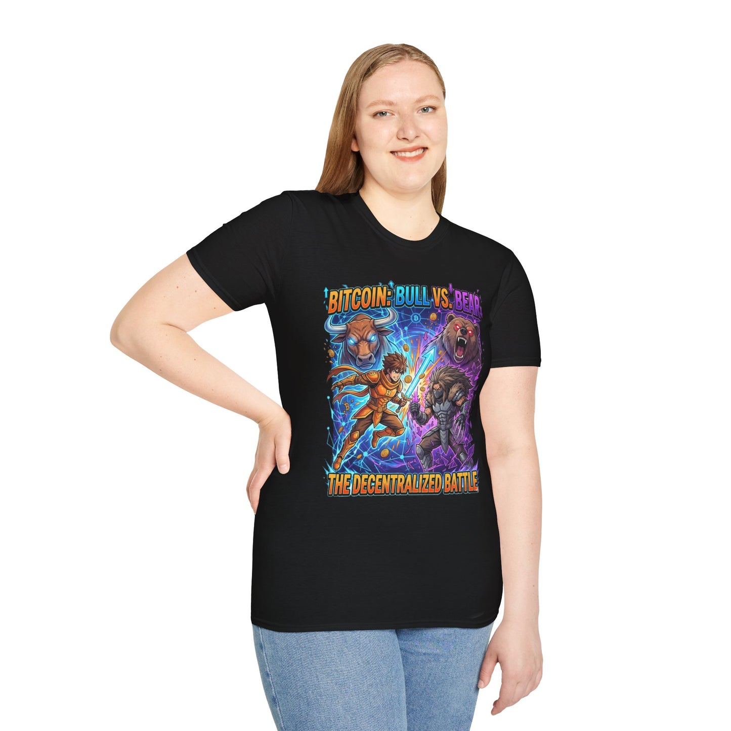 Bitcoin Bull vs Bear T-Shirt - 'The Decentralized Battle' Crypto Graphic Tee