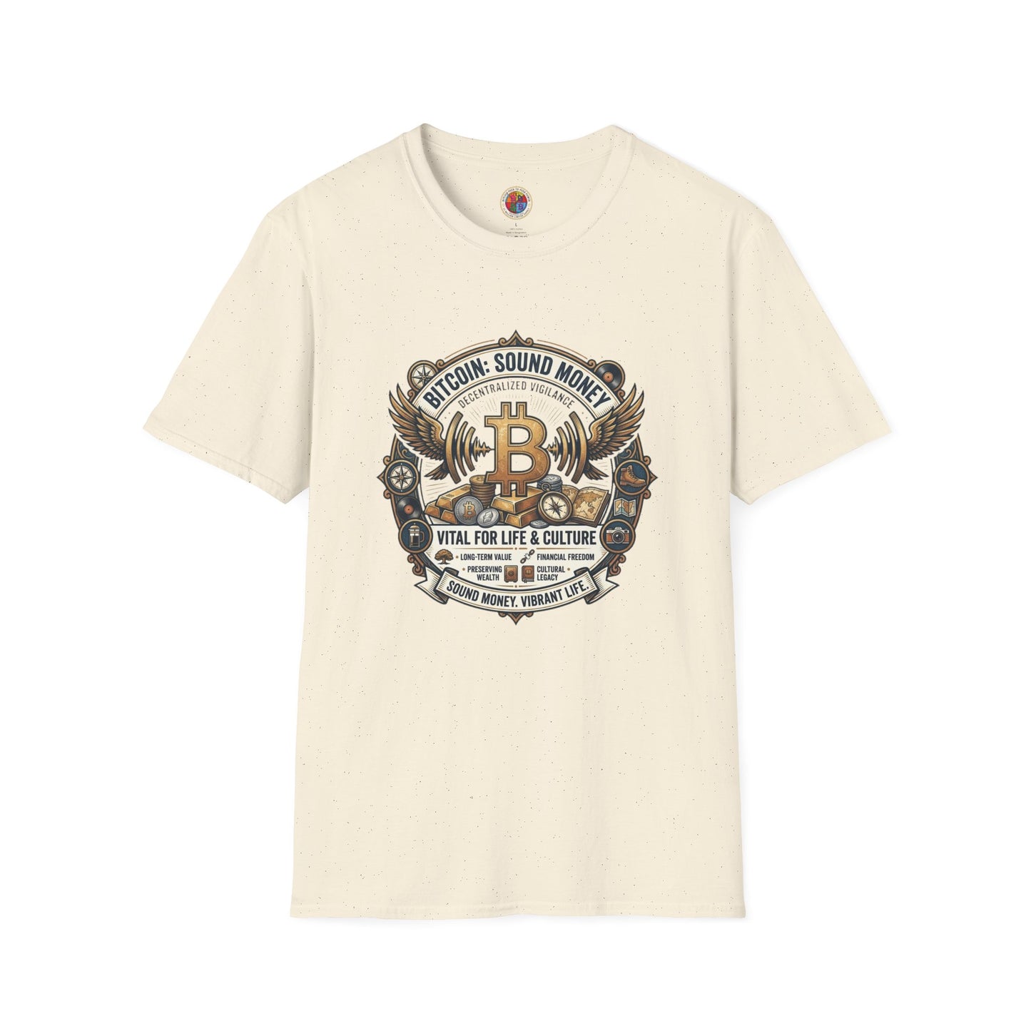 Bitcoin Emblem T-Shirt — "Bitcoin: Sound Money" Vintage Crypto Crest Tee