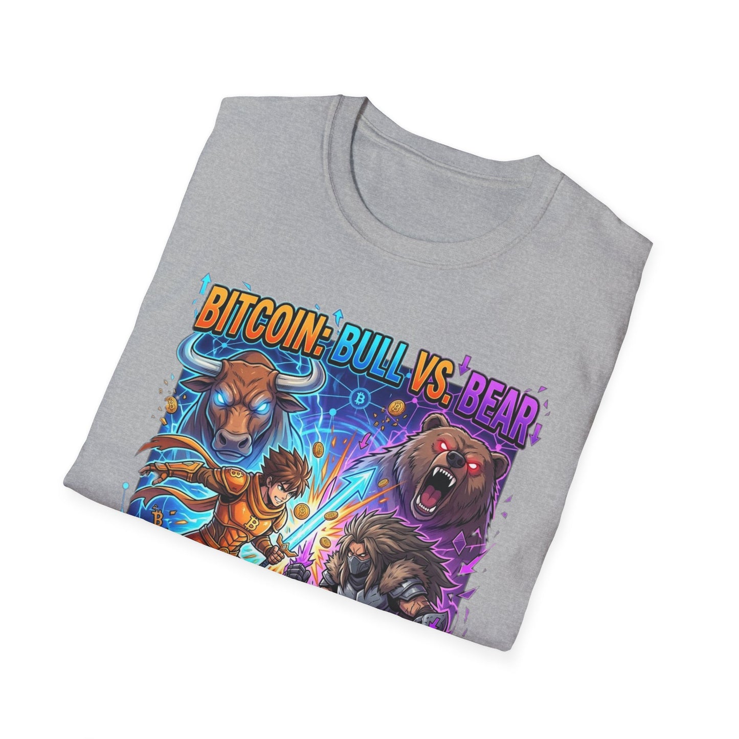 Bitcoin Bull vs Bear T-Shirt - 'The Decentralized Battle' Crypto Graphic Tee
