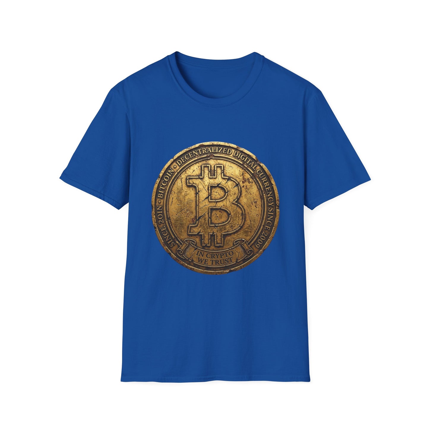 Bitcoin Coin Graphic T-Shirt — Vintage Gold Crypto Tee for Bitcoin Fans