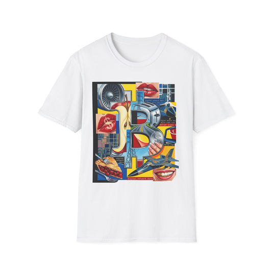 Retro Pop Art 'Ride' Graphic T-Shirt — Vintage Collage Motorcycle & Lips Design