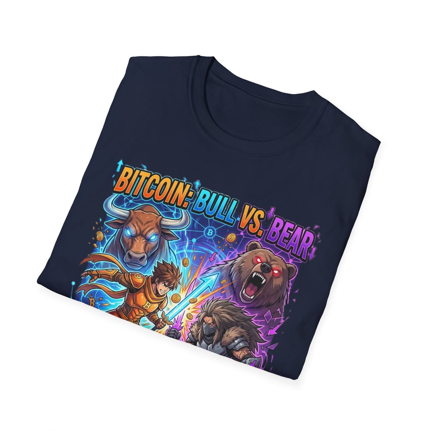 Bitcoin Bull vs Bear T-Shirt - 'The Decentralized Battle' Crypto Graphic Tee