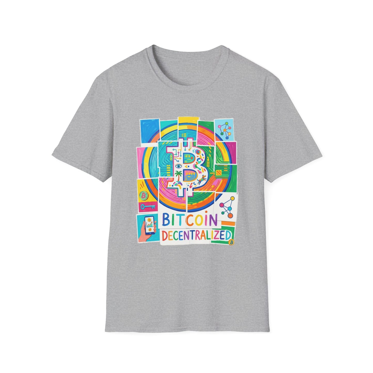 Bitcoin Decentralized Graphic T-Shirt — Colorful Crypto Logo Tee