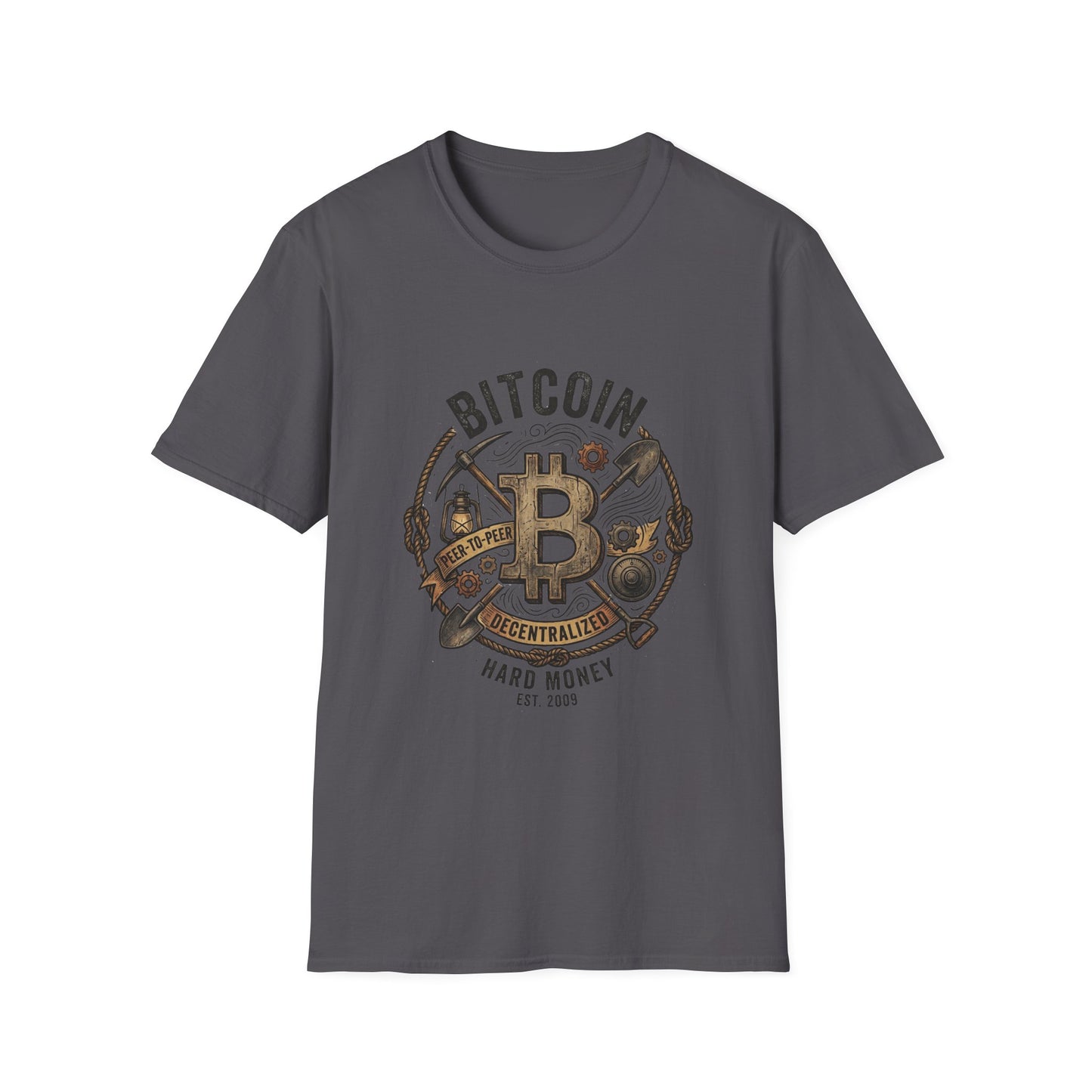 Bitcoin Hard Money T-Shirt — Vintage Crypto Mining Design