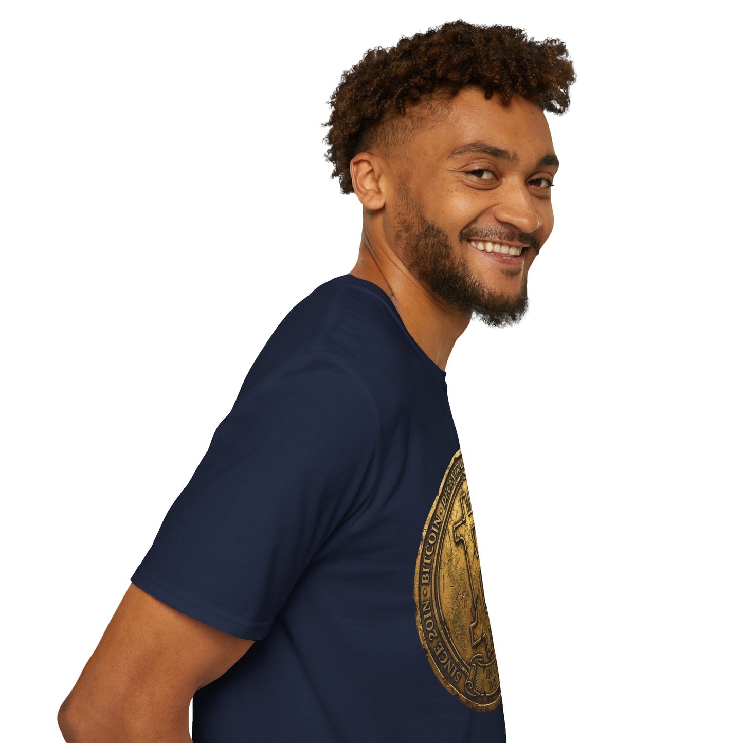 Bitcoin Coin Graphic T-Shirt — Vintage Gold Crypto Tee for Bitcoin Fans