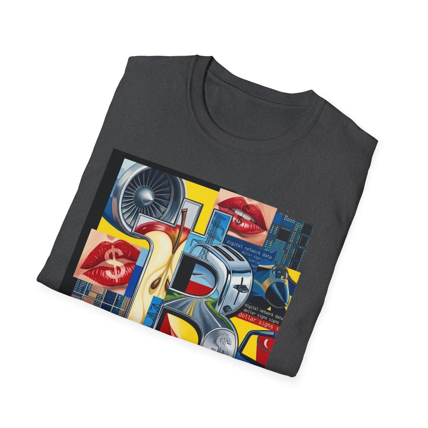 Retro Pop Art 'Ride' Graphic T-Shirt — Vintage Collage Motorcycle & Lips Design