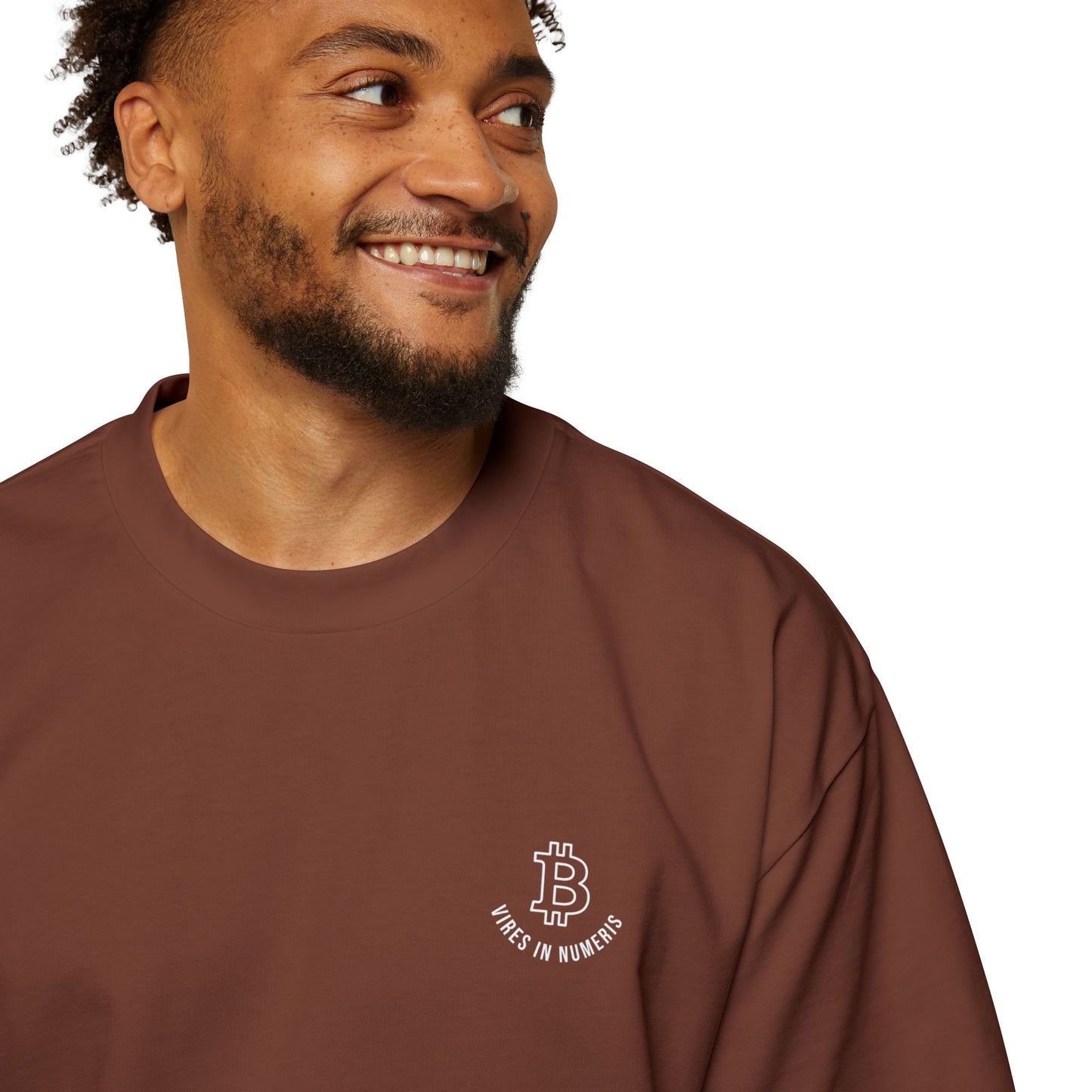 Men's Oversized Tee — Small "Vires in Numeris" Design