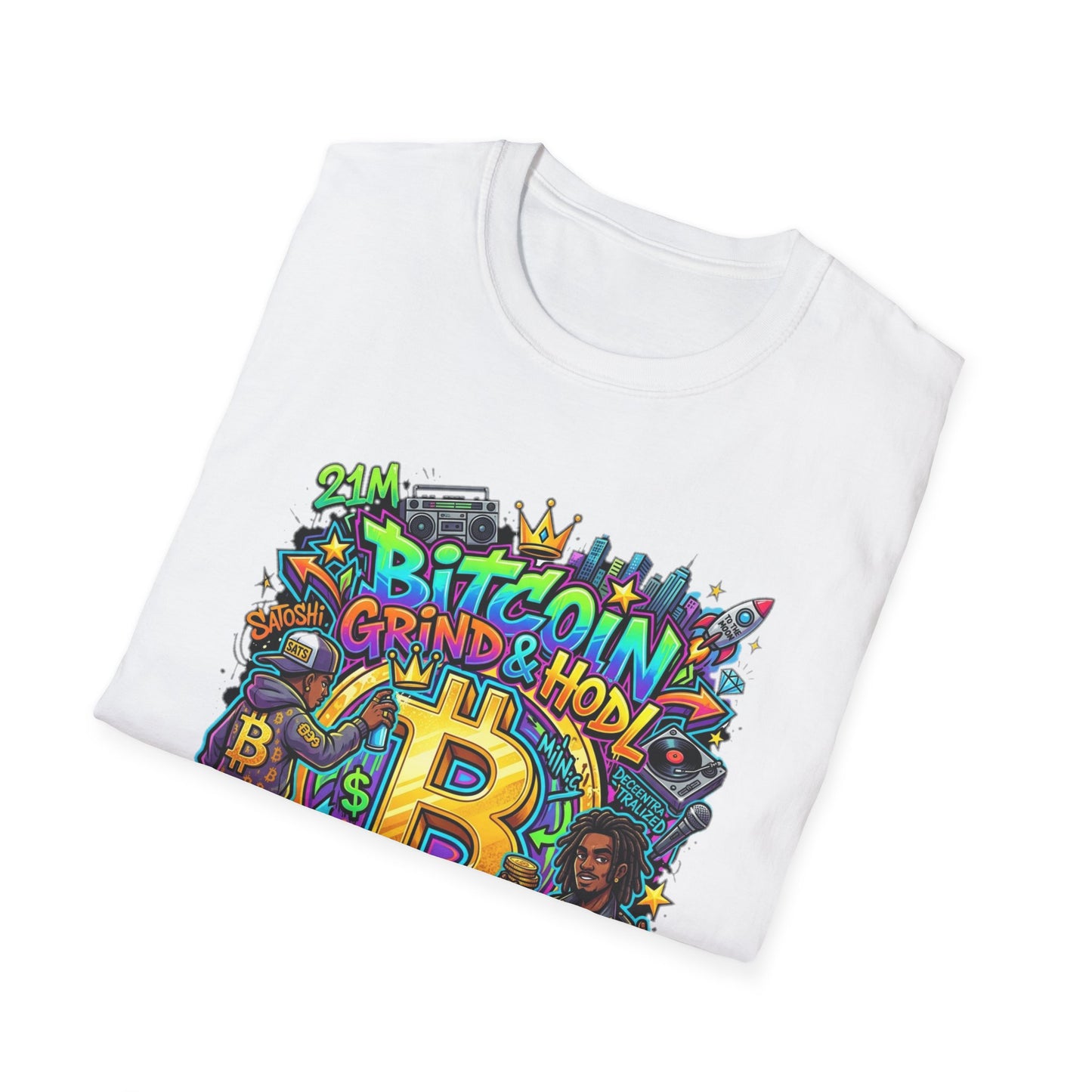 Bitcoin Grind & HODL T-Shirt — Crypto Currency Street Art Tee