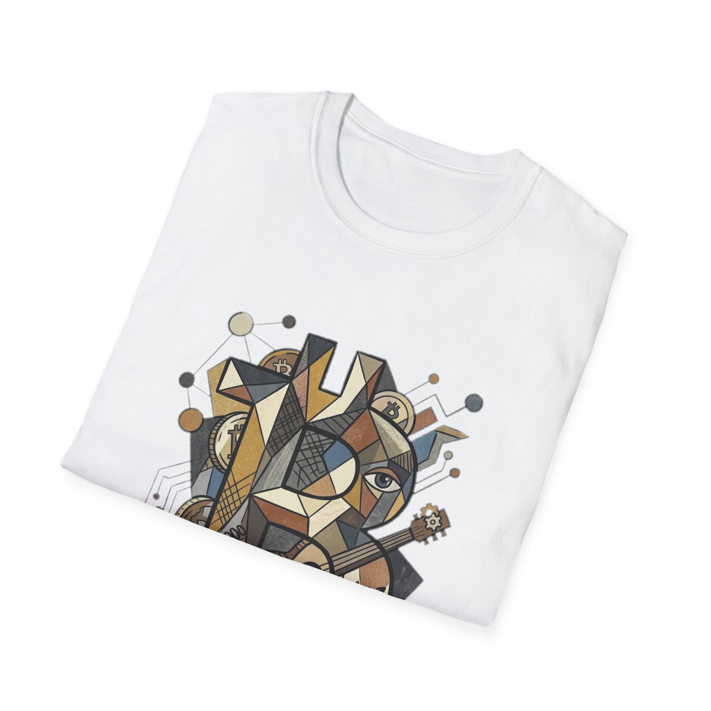 Abstract Geometric Bitcoin T-Shirt — Retro Music Art Tee