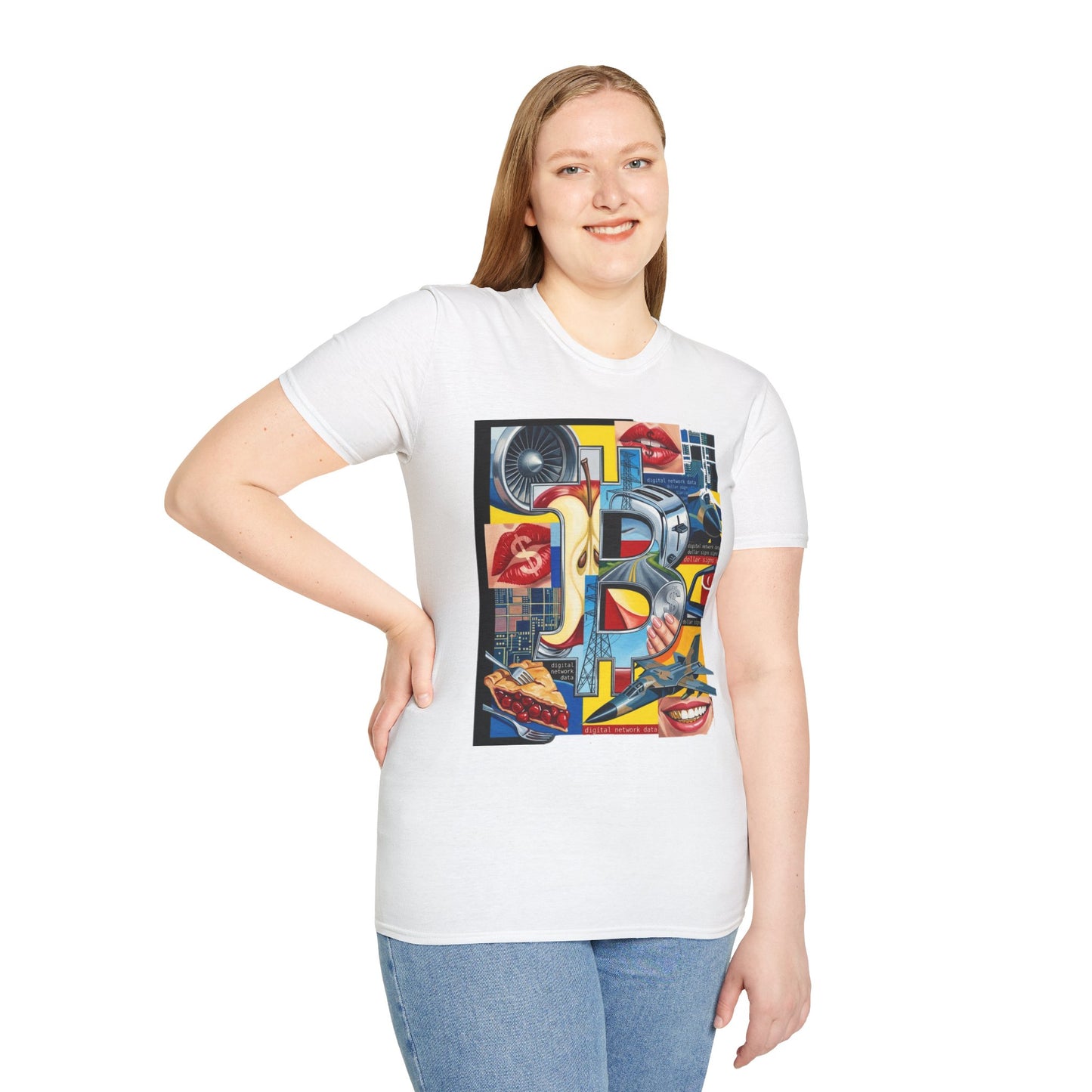 Retro Pop Art 'Ride' Graphic T-Shirt — Vintage Collage Motorcycle & Lips Design