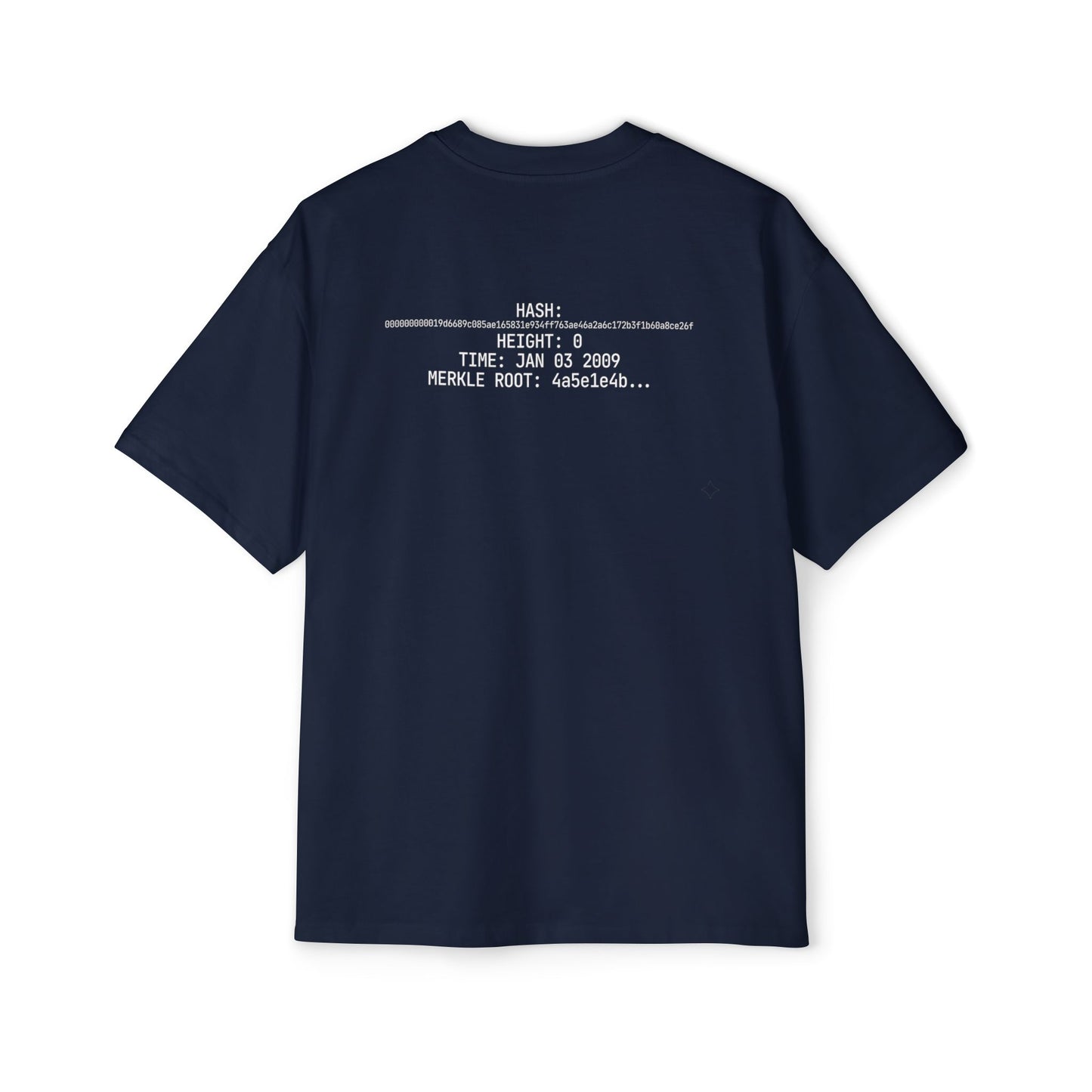 Bitcoin Genesis Block Tee — Coordinates Back & SHA-256 Front