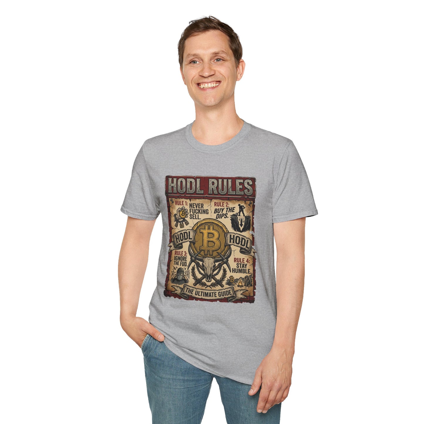 HODL Rules Bitcoin T-Shirt — Crypto Hodler Poster Graphic Tee