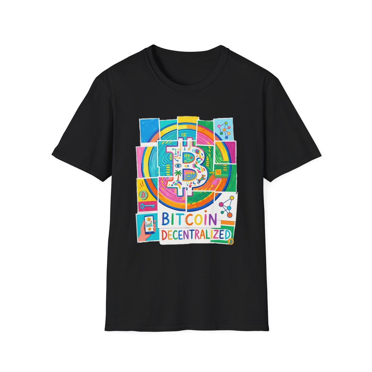 Bitcoin Decentralized Graphic T-Shirt — Colorful Crypto Logo Tee