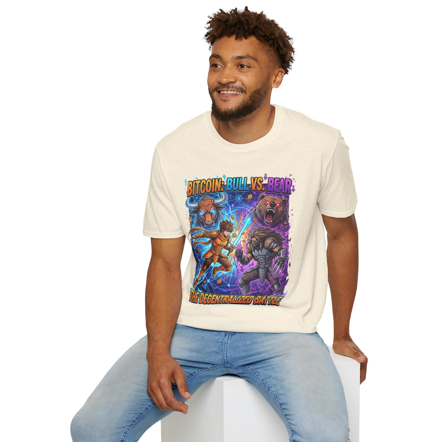 Bitcoin Bull vs Bear T-Shirt - 'The Decentralized Battle' Crypto Graphic Tee