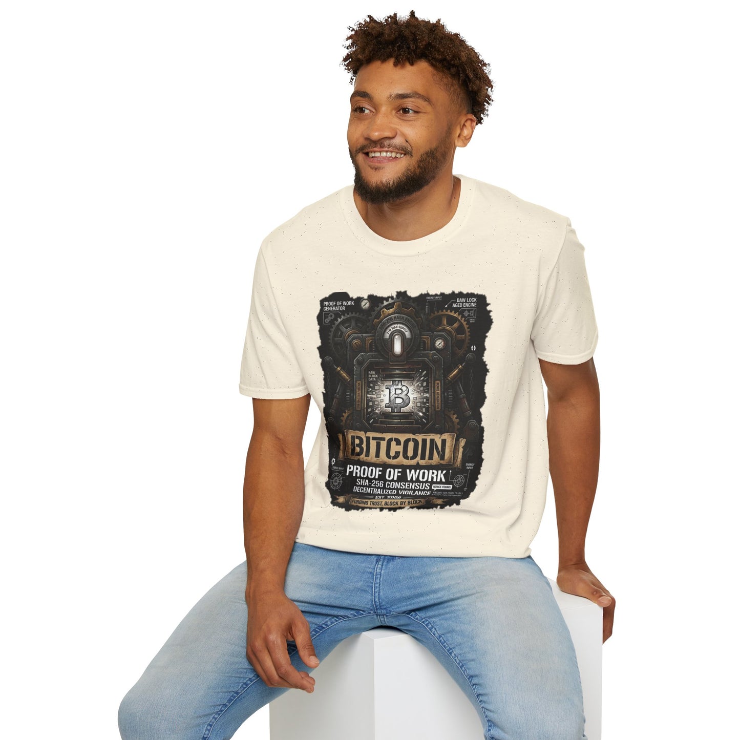 Bitcoin Proof of Work T-Shirt — Crypto Miner Vintage Graphic Tee