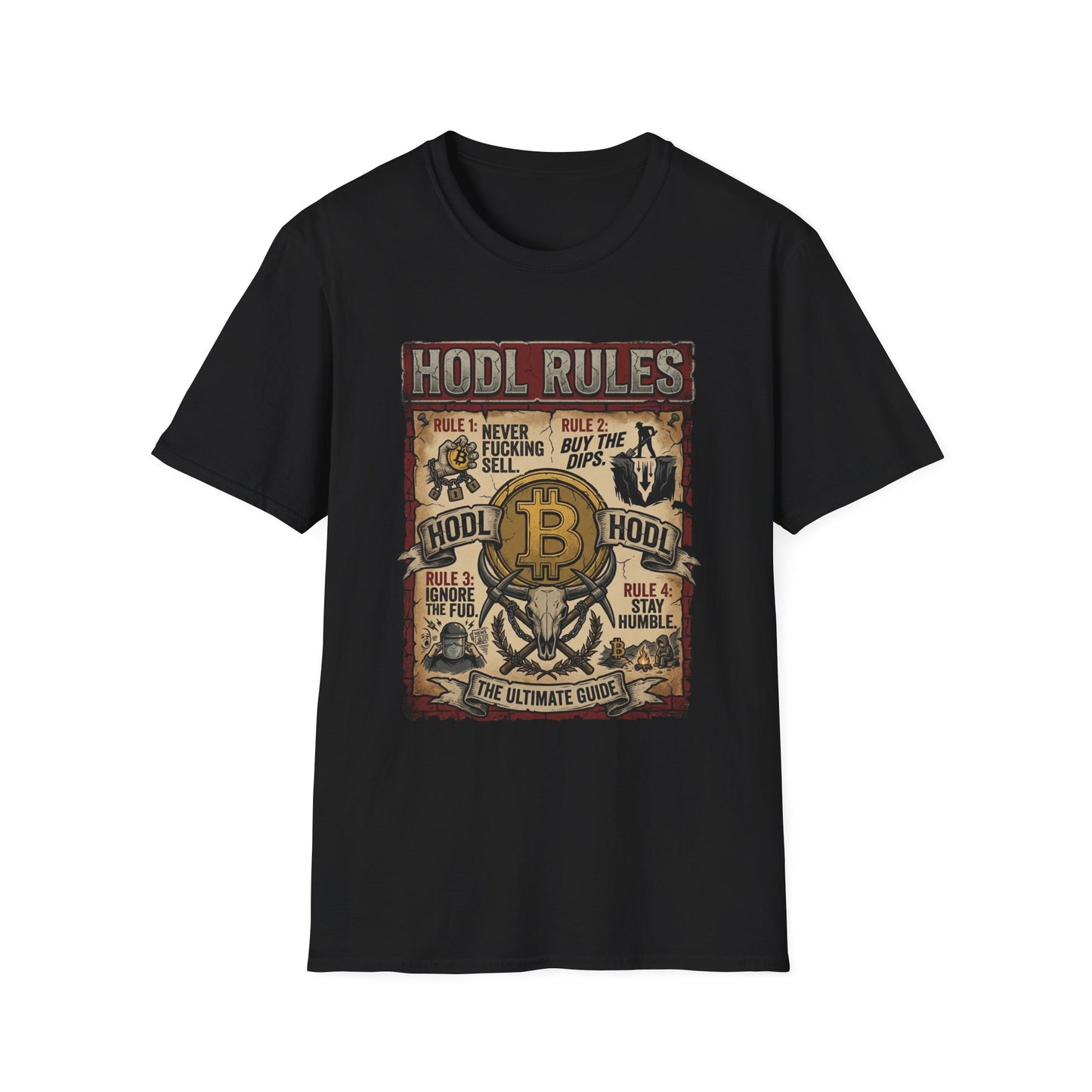 HODL Rules Bitcoin T-Shirt — Crypto Hodler Poster Graphic Tee
