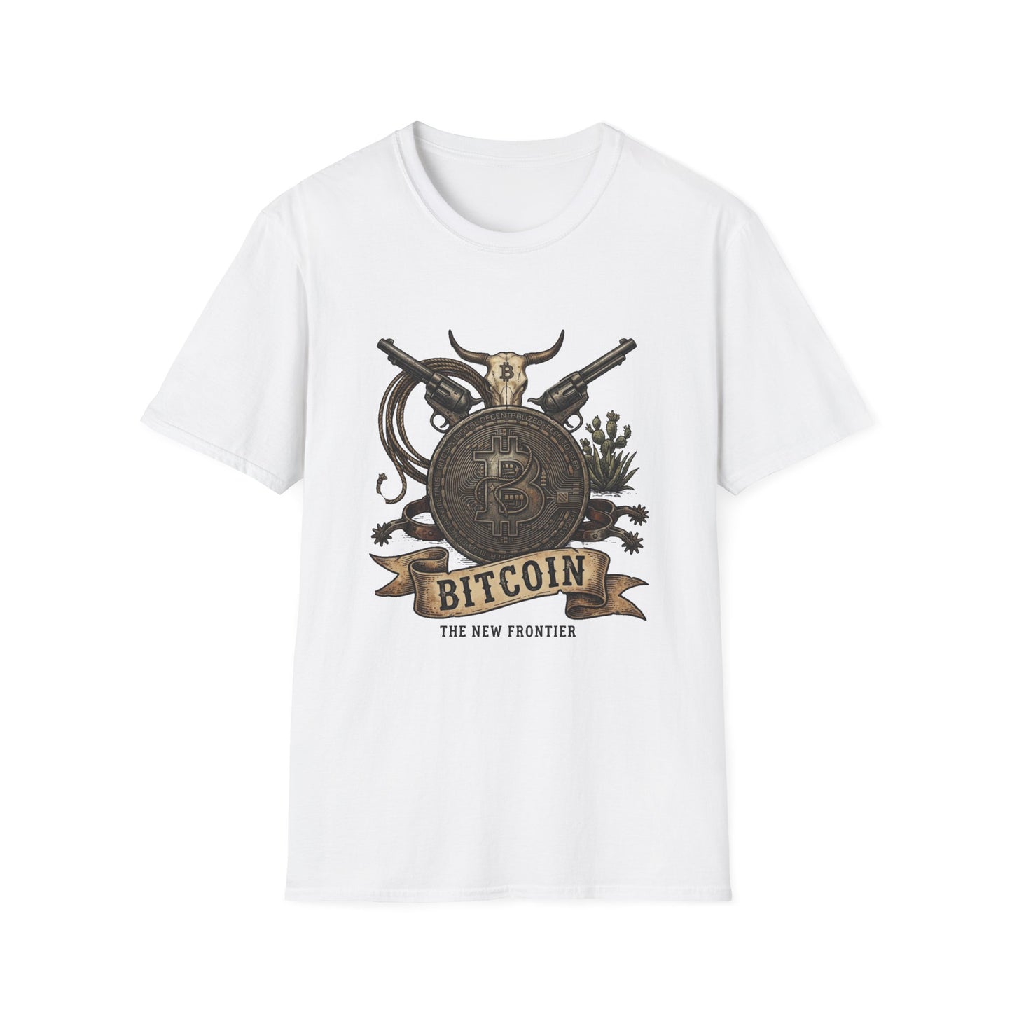 Bitcoin Western T-Shirt — "Bitcoin: The New Frontier" Vintage Crypto Tee