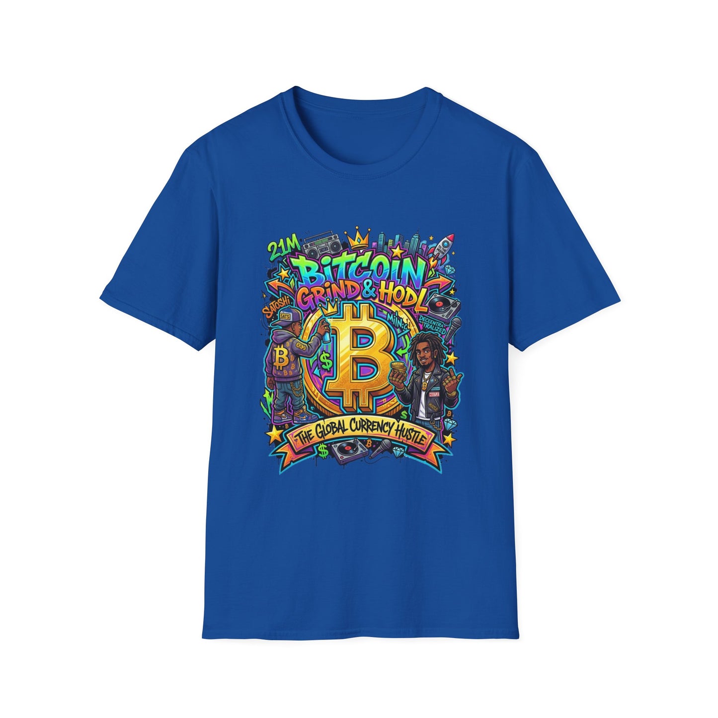 Bitcoin Grind & HODL T-Shirt — Crypto Currency Street Art Tee