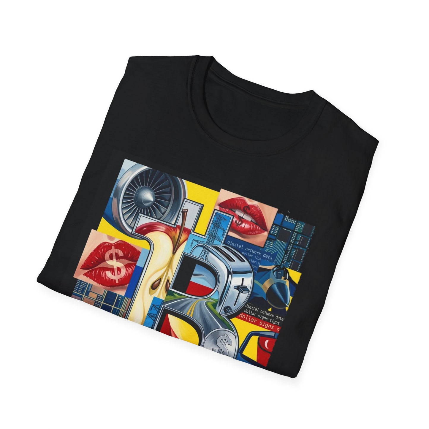 Retro Pop Art 'Ride' Graphic T-Shirt — Vintage Collage Motorcycle & Lips Design