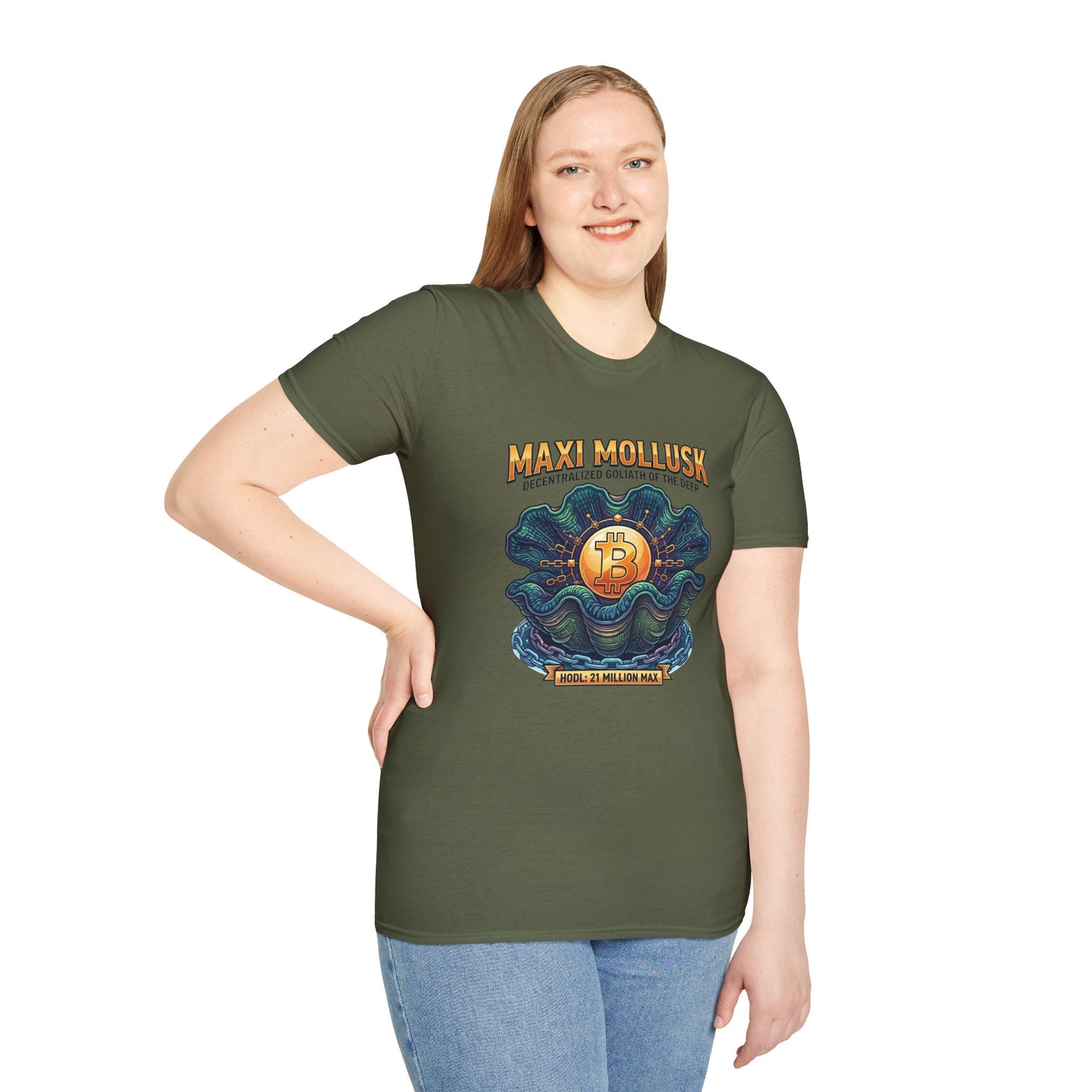 Bitcoin Pearl T-Shirt — "Maxi Mollusk" Crypto Art Tee