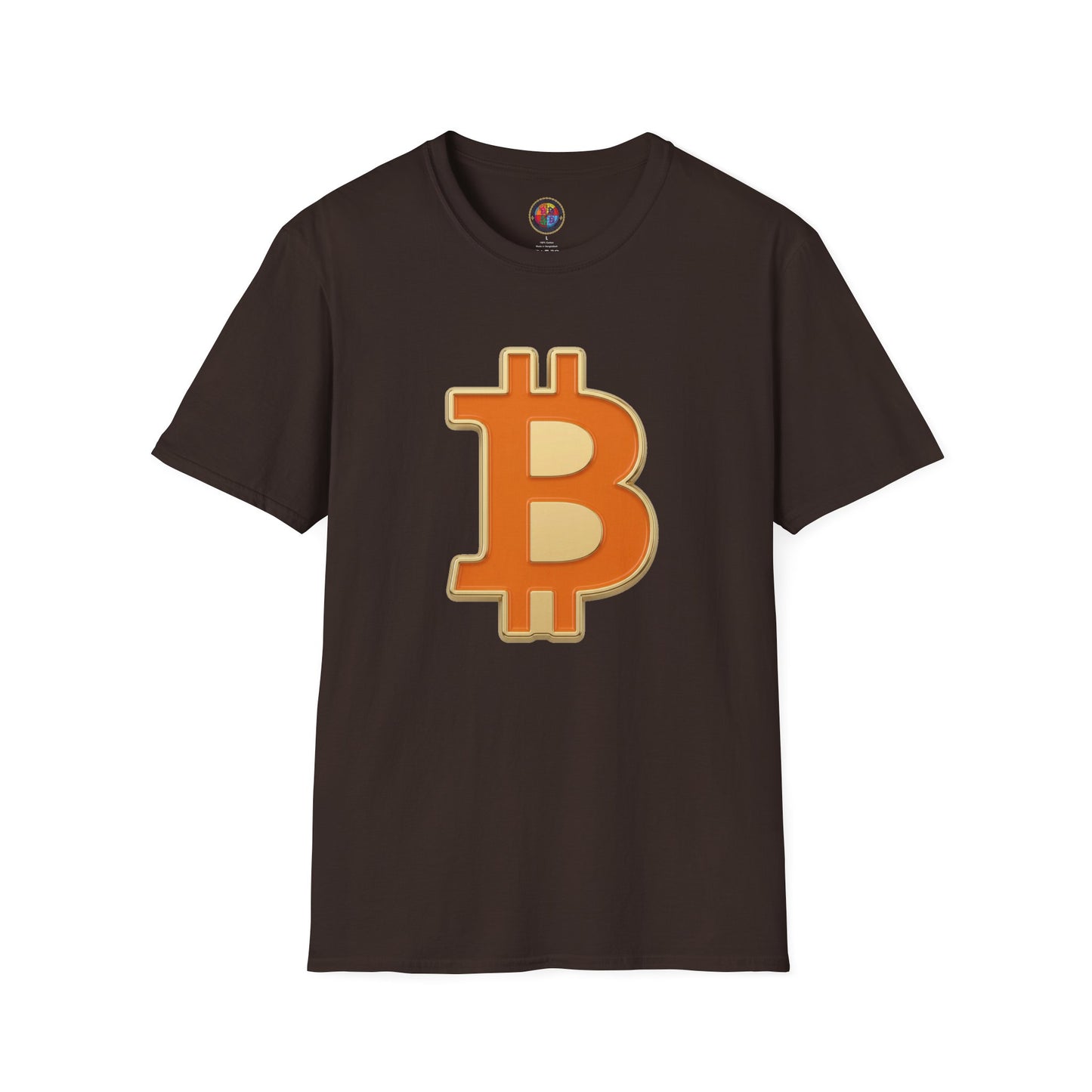 Bitcoin Enamel Logo T-Shirt — Retro Orange Crypto Tee