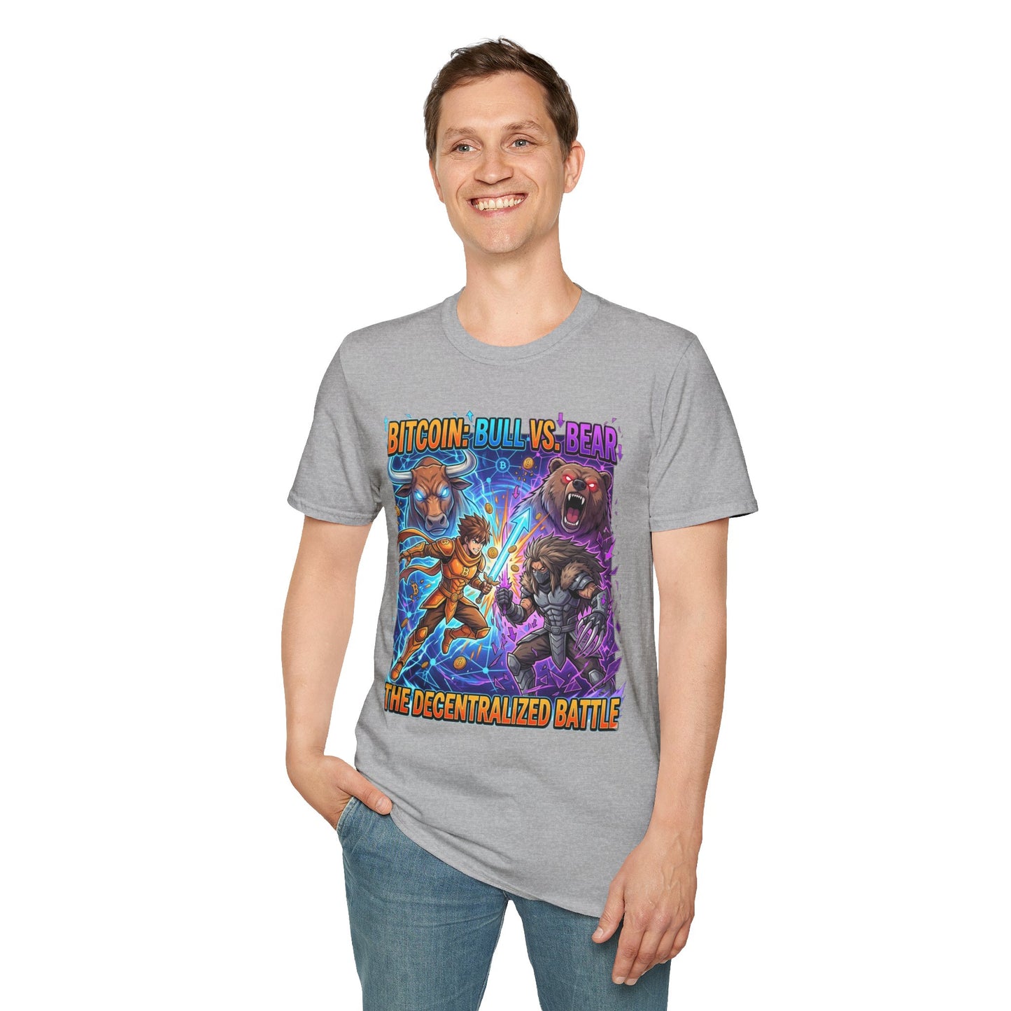 Bitcoin Bull vs Bear T-Shirt - 'The Decentralized Battle' Crypto Graphic Tee